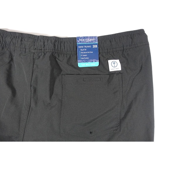 Trinity Coast Big & Tall Swim Trunks Men 3XB Lined Pockets Elastic Waist Black - Picture 7 of 7